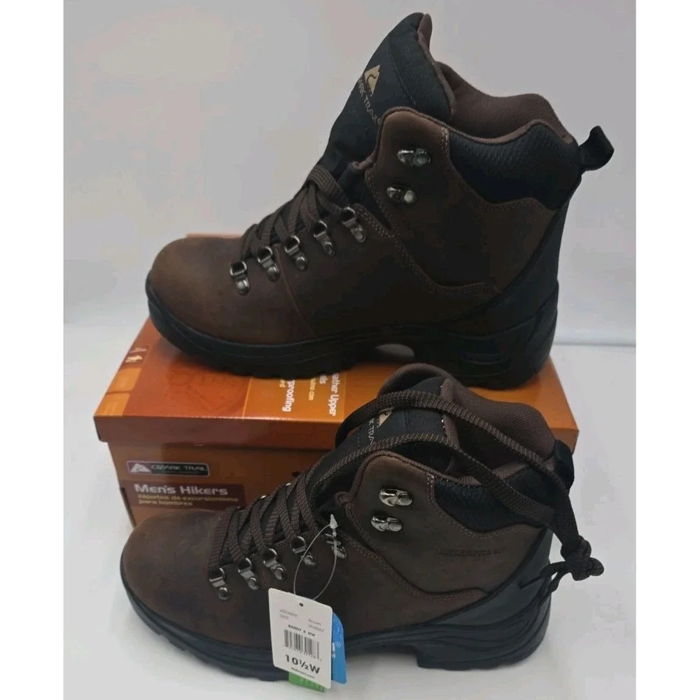 Ozark Trail Bandy II Men's Hiking Boots 10.5 W Dark Brown Leather Waterproof